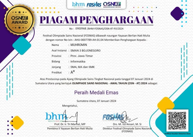 Gold Medal of Informatics (OSN-AT)